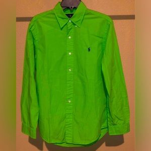 Polo Ralph Lauren Dress-Shirt Green Button Men Cotton Business Valentine’s Day